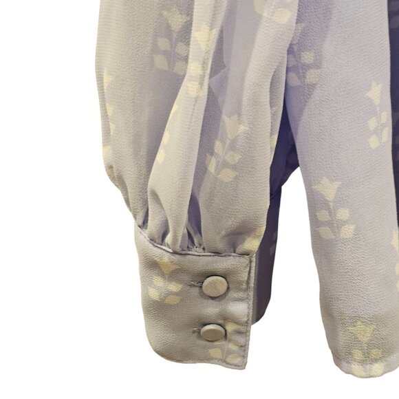 Ann Taylor Long Sleeve Button Down Light Purple Blouse - Picture 7 of 8